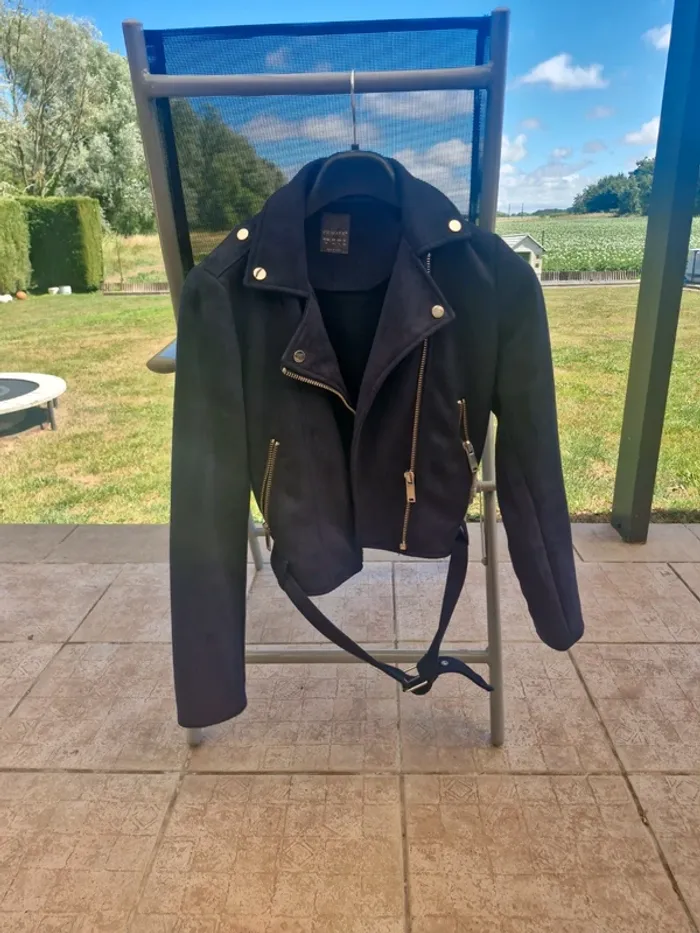 Veste suédine bleue marine taille L