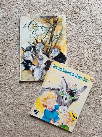 Lot 2 livres vintage enfants – Années 70 – La chèvre et les biquets & Les mémoires d’un âne