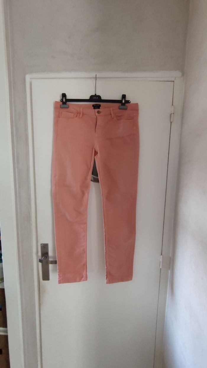 Pantalon femme jeans slim fit marque Massimo Dutti taille 42 couleur saumon