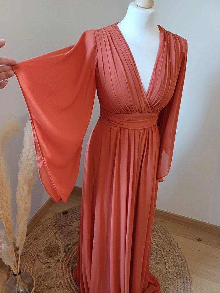 Robe longue rouille/corail de soirée/cocktail Eva & Lola taille S 36 - photo numéro 7