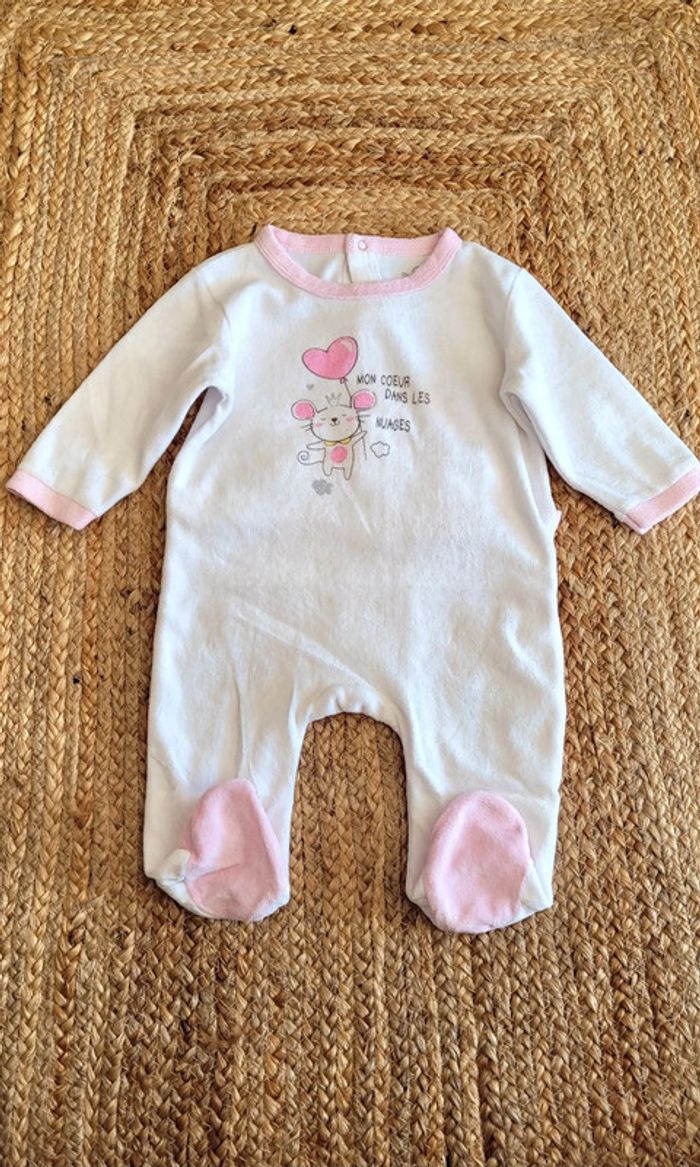 Joli Body Pyjama Dors-bien blanc et rose 6mois