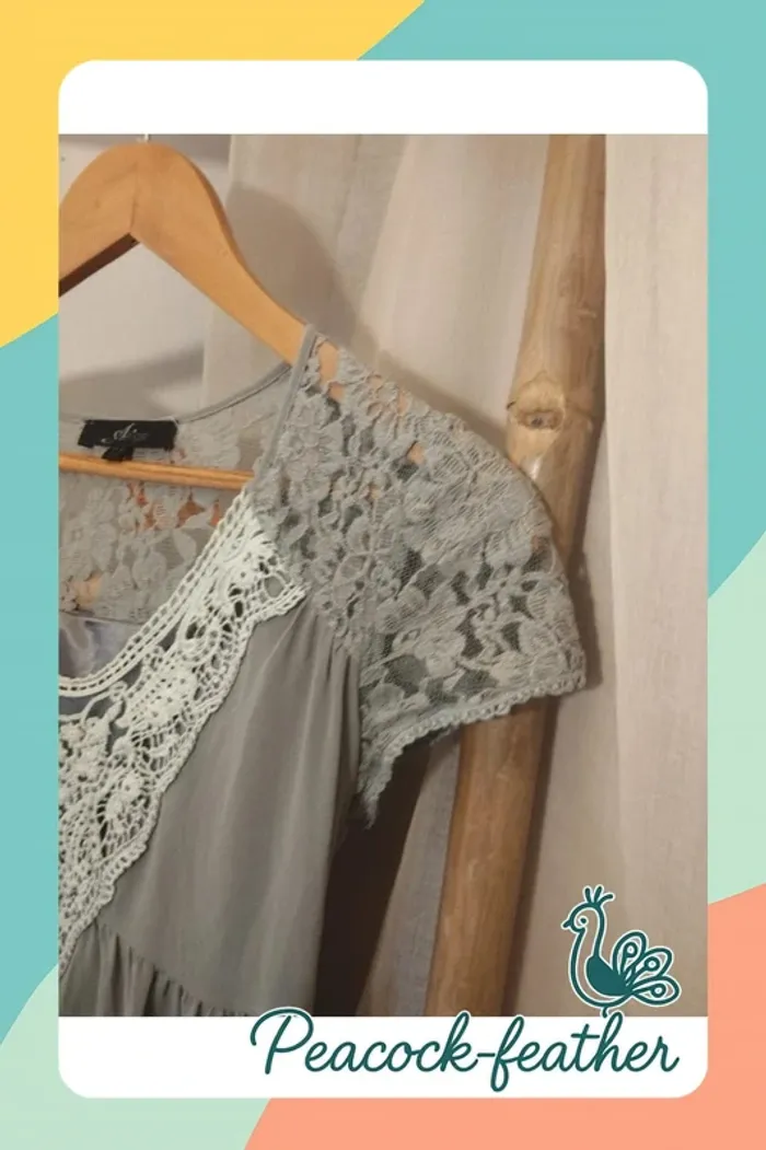Robe kaki bohème dentelle T1 36/38 - photo numéro 5