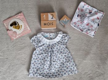Blouse à mancherons blanche à imprimé - 12M - Obaibi (Neuve)