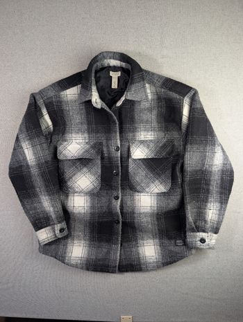 Surchemise Pull & Bear Carreaux Noir et Blanc XS Oversize - Veste Chemise Shacket