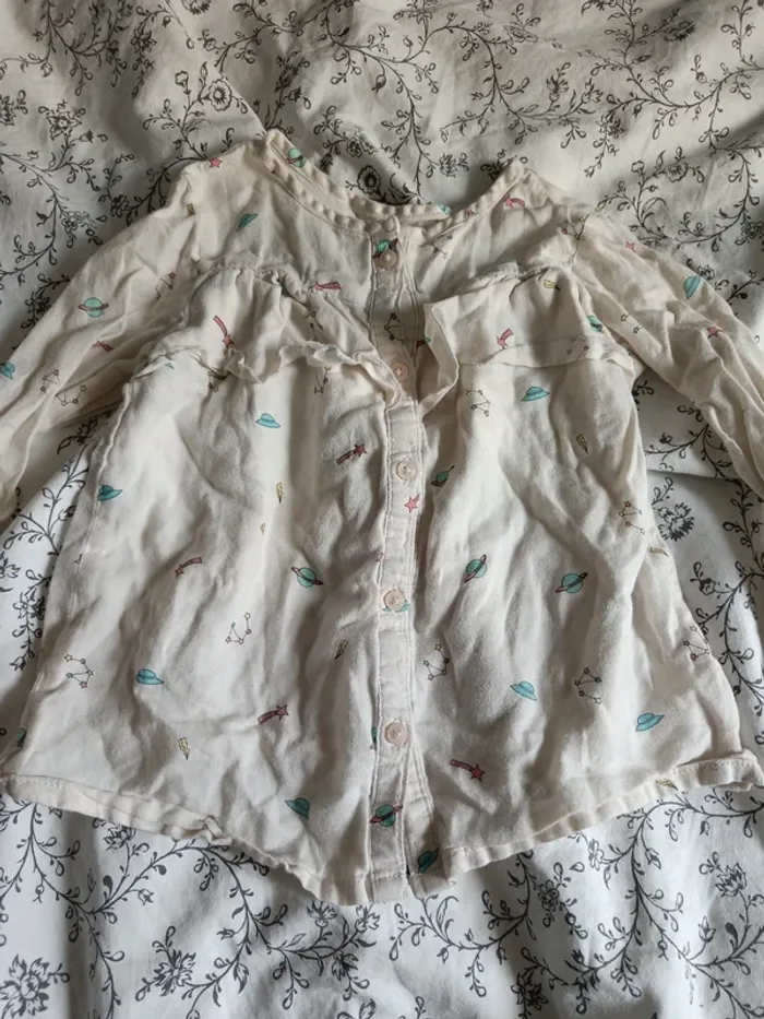 Chemisier manches longues étoiles planètes Zara 98cm