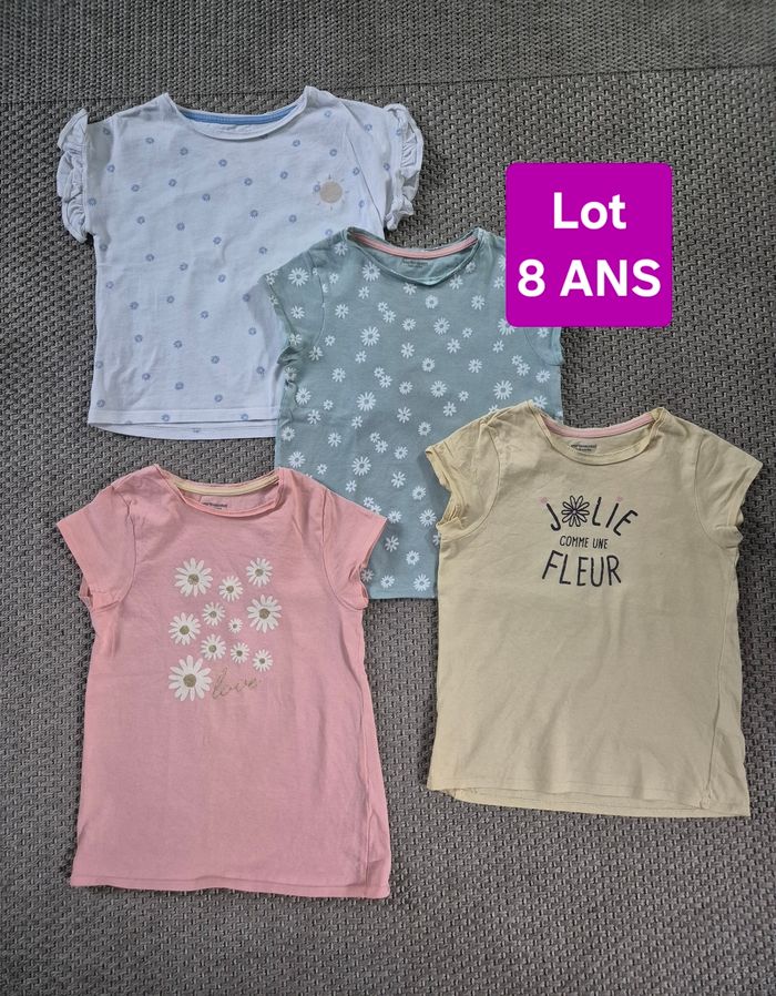 Lot de 4 Tshirts mc fille - 8 ans