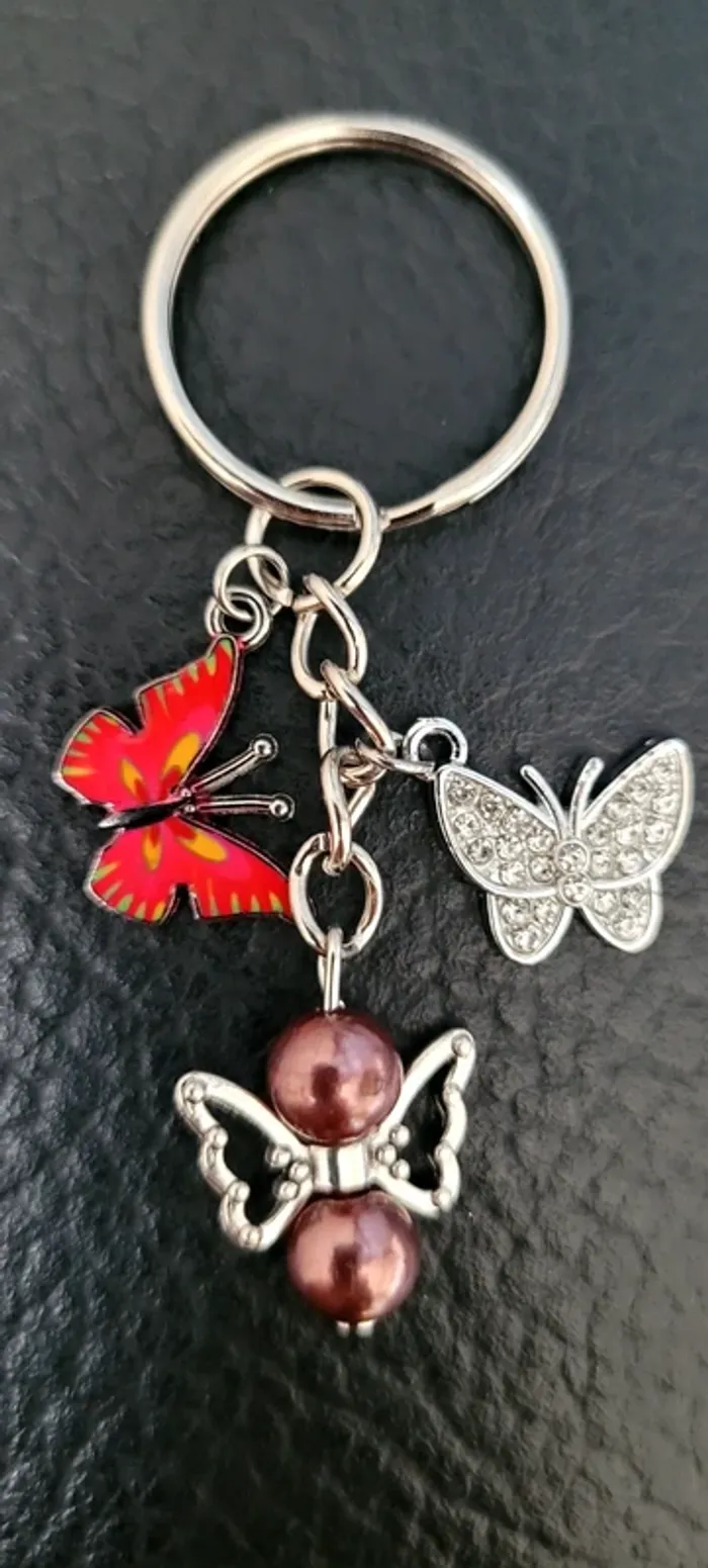 Porte-clés ange gardien papillons porte bonheur - photo numéro 2
