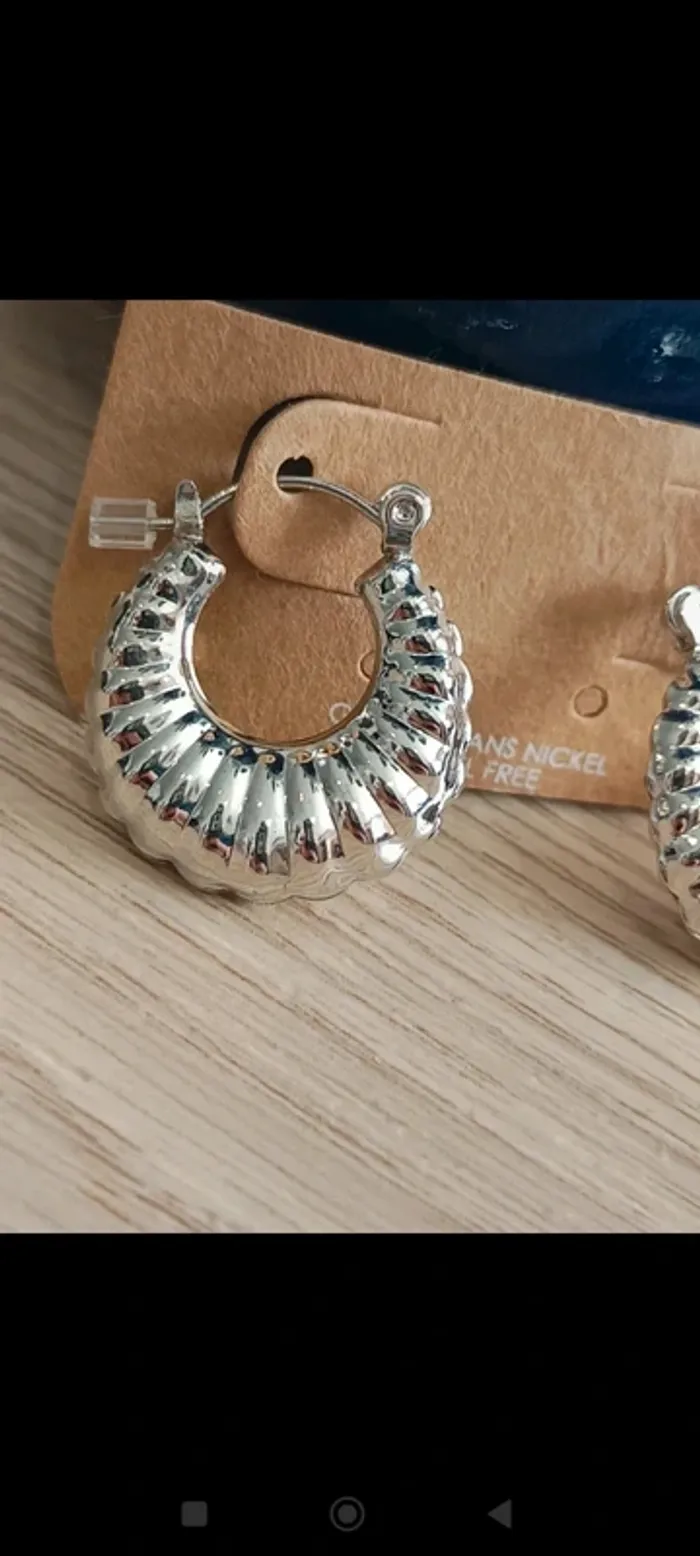 Boucles d'oreilles argent acier inoxydable - photo numéro 3