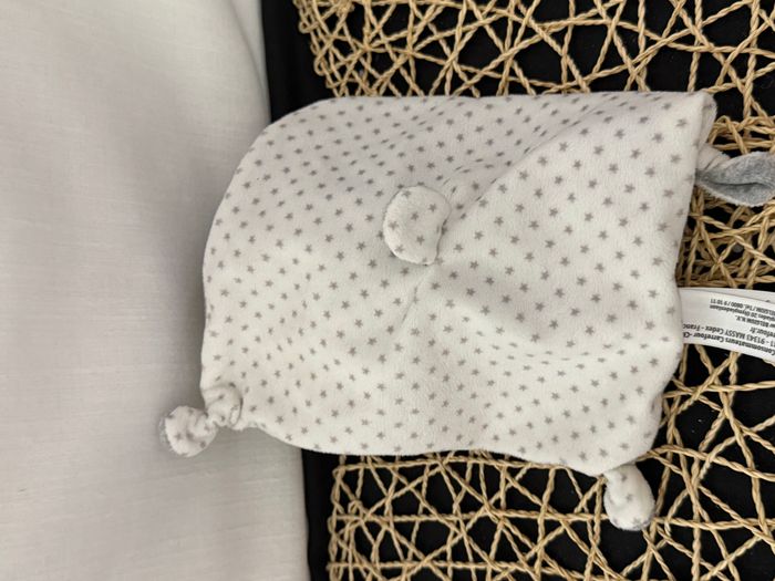 Doudou plat ours TEX BABY étoiles gris blanc carré 19 cm - photo numéro 4