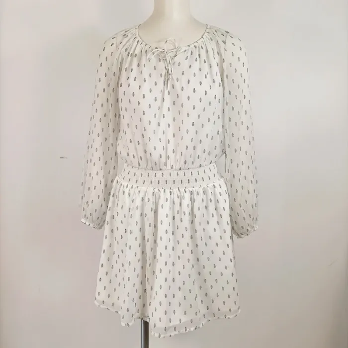Robe Abercrombie & Fitch blanche à motifs - Taille XS - Style bohème chic A662