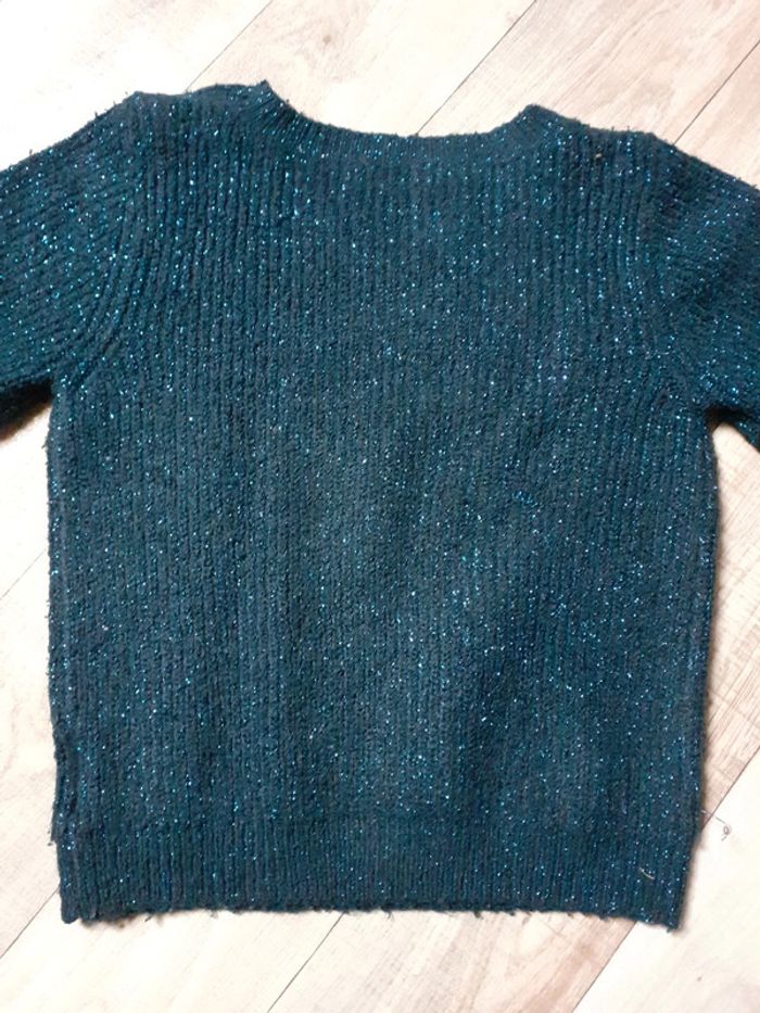 Pull fille bleu marine fils métalliques brillant 4 ans - photo numéro 7