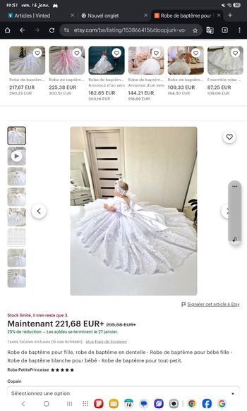 Robe baptêmes taille 56sans