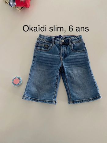 Bermuda Jean Okaïdi slim bleu 6 ans