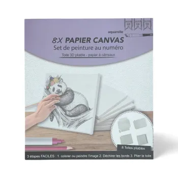 Set Aquarelle – 8 x Toiles Canvas Pliables– motif animal 20x20 cm Neuf 