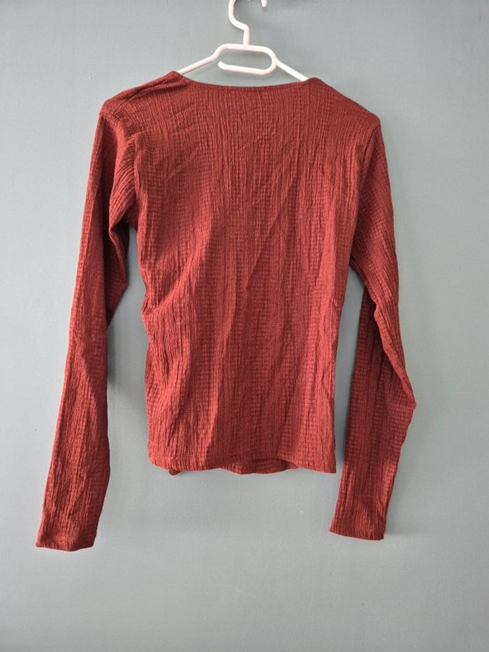 Blouse en crepe, marron, avec boucle, taille 38, la halle, neuve - photo numéro 7