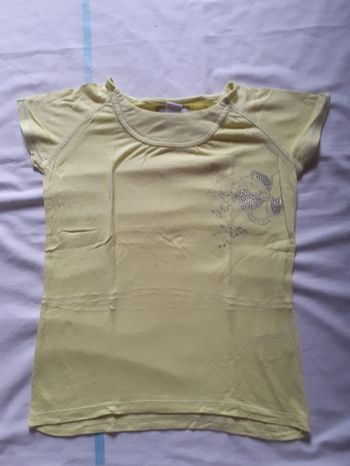 Tee shirt tunique jaune avec motif strass