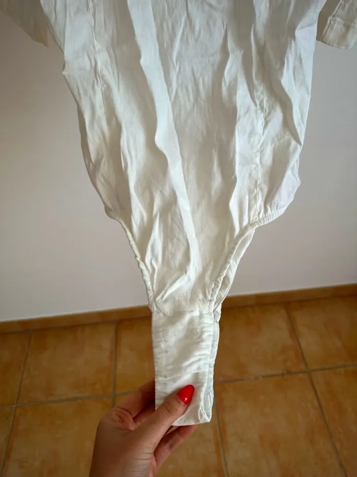Body chemise blanc ZARA coupe crop XL - photo numéro 6
