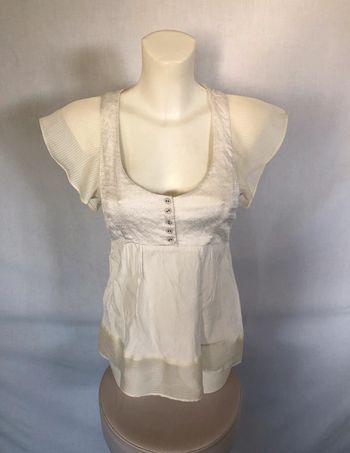 Blouse à manches courtes blanche manches mousseline Mango taille S / 34 36 très bon état