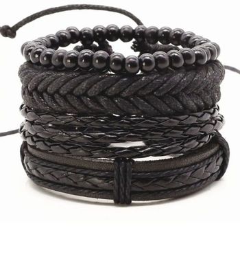 Bracelet en cuir noir Homme Femme Neuf