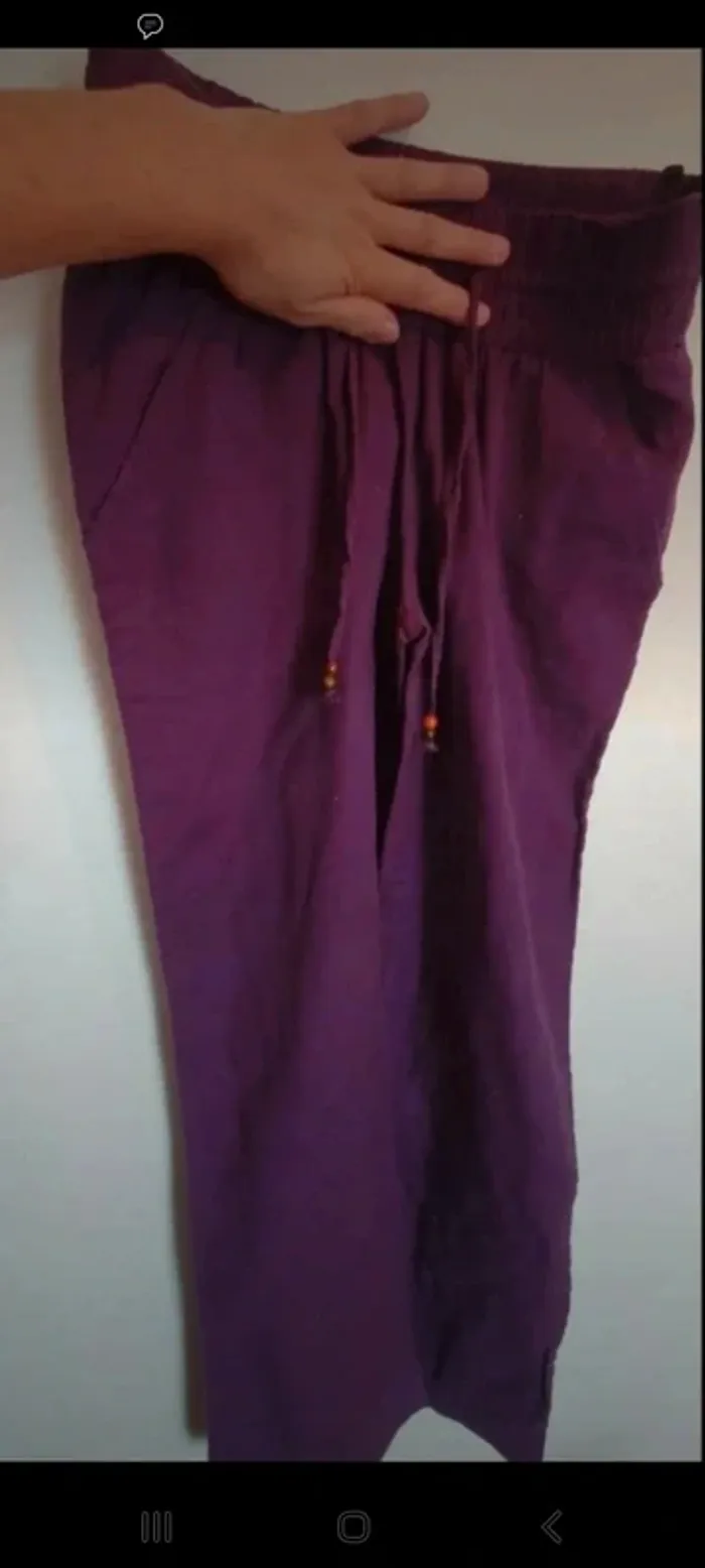 Pantalon jambes larges violet taille 38 - photo numéro 2