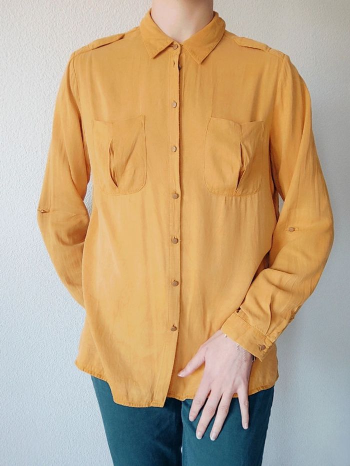 Chemise jaune moutarde daim vintage / Promod - 38/M - photo numéro 9