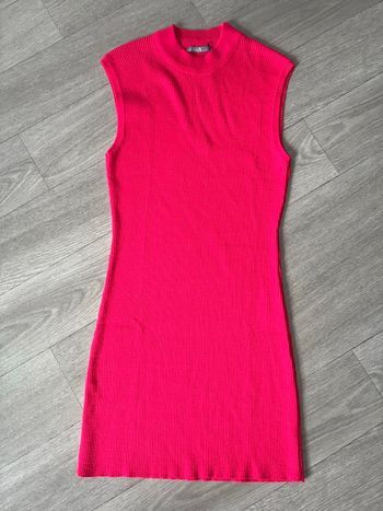 Robe tricot côtelé rose fushia S