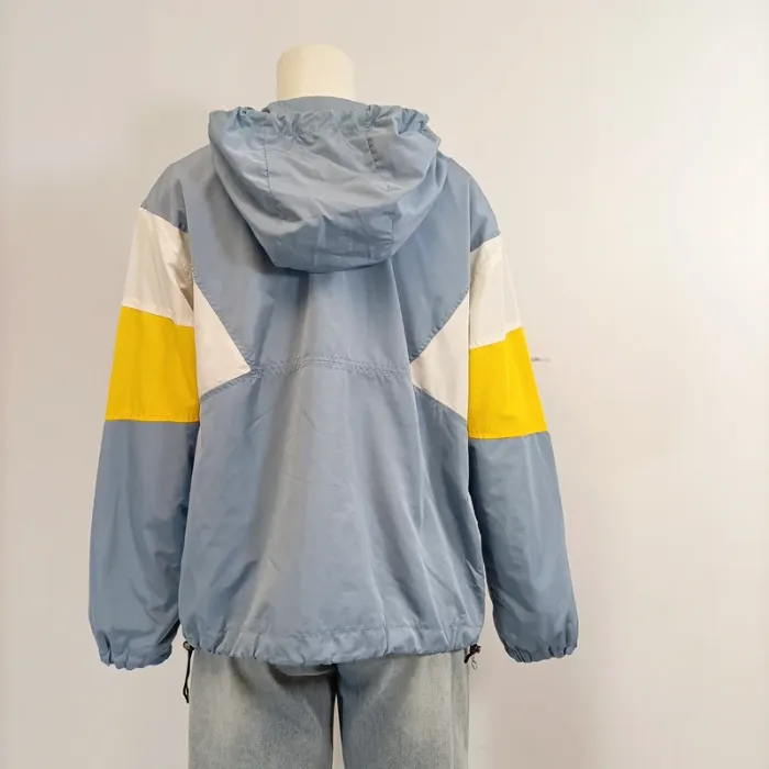 Coupe-vent Bershka taille M poche kangourou - bleu jaune blanc A1001 - photo numéro 7