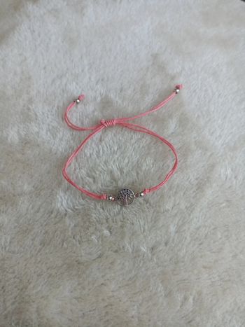 Bracelet cordon rose charme arbre