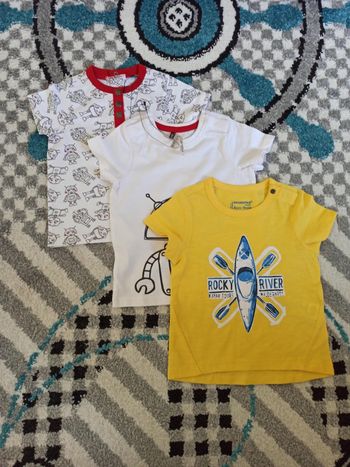 Lot 3 t-shirt manches courtes NEUFS - 6 mois