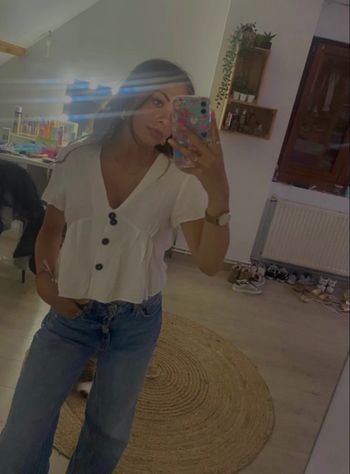 Haut blanc Zara avec boutons – Taille S