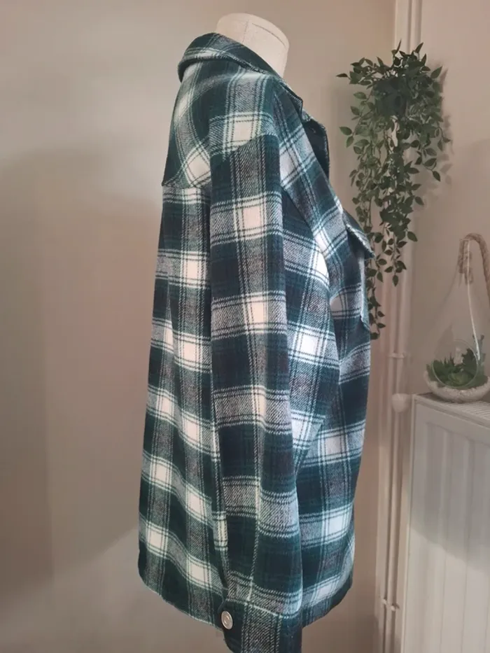 Surchemise à carreaux verte oversize - photo numéro 3