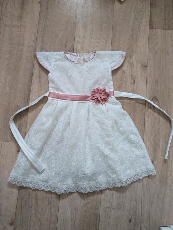 Robe de cérémonie chic blanche dentelle 2-3 ans
