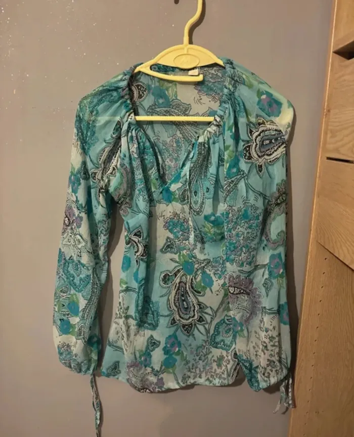 Blouse transparente bleu