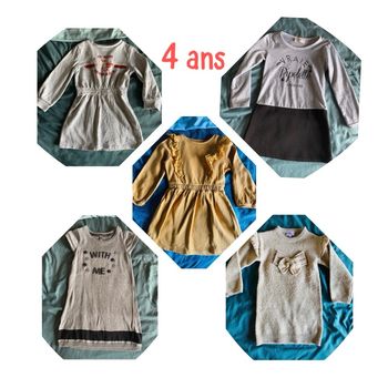 Lot de 5 Robes manche longue fille taille 4 ans 