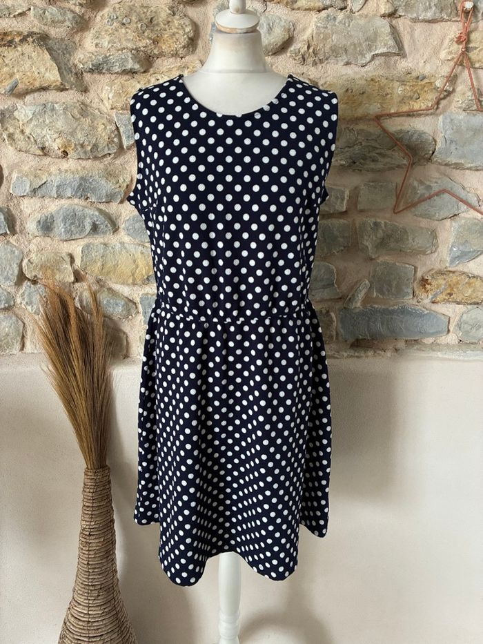 Robe patineuse marine à pois Promod XL - photo numéro 1