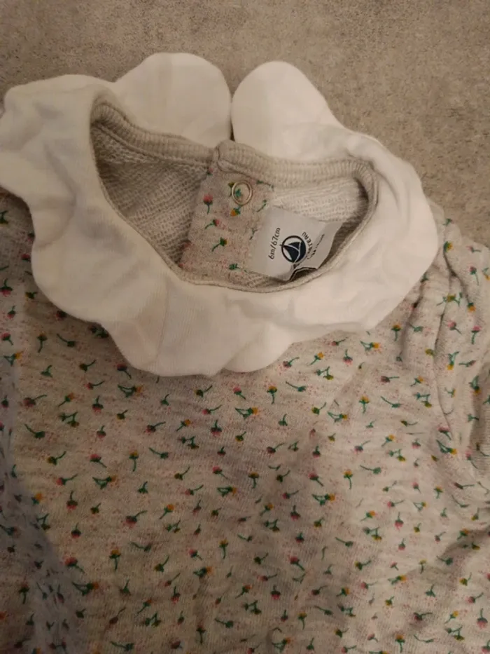 Robe petit bateau grise à fleurs 67cm - photo numéro 2