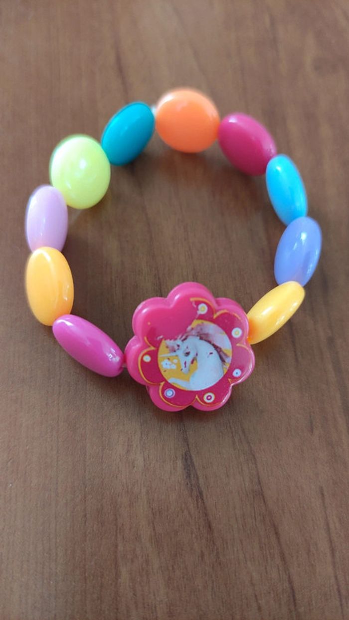 Lot 3 bracelets élastiques licorne multicolore - photo numéro 3