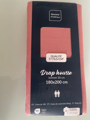 Drap housse 180/200  douceur d’intérieur coton 