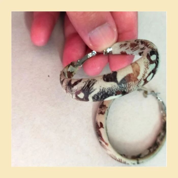 Créoles vintage en tissu imprimé - photo numéro 7