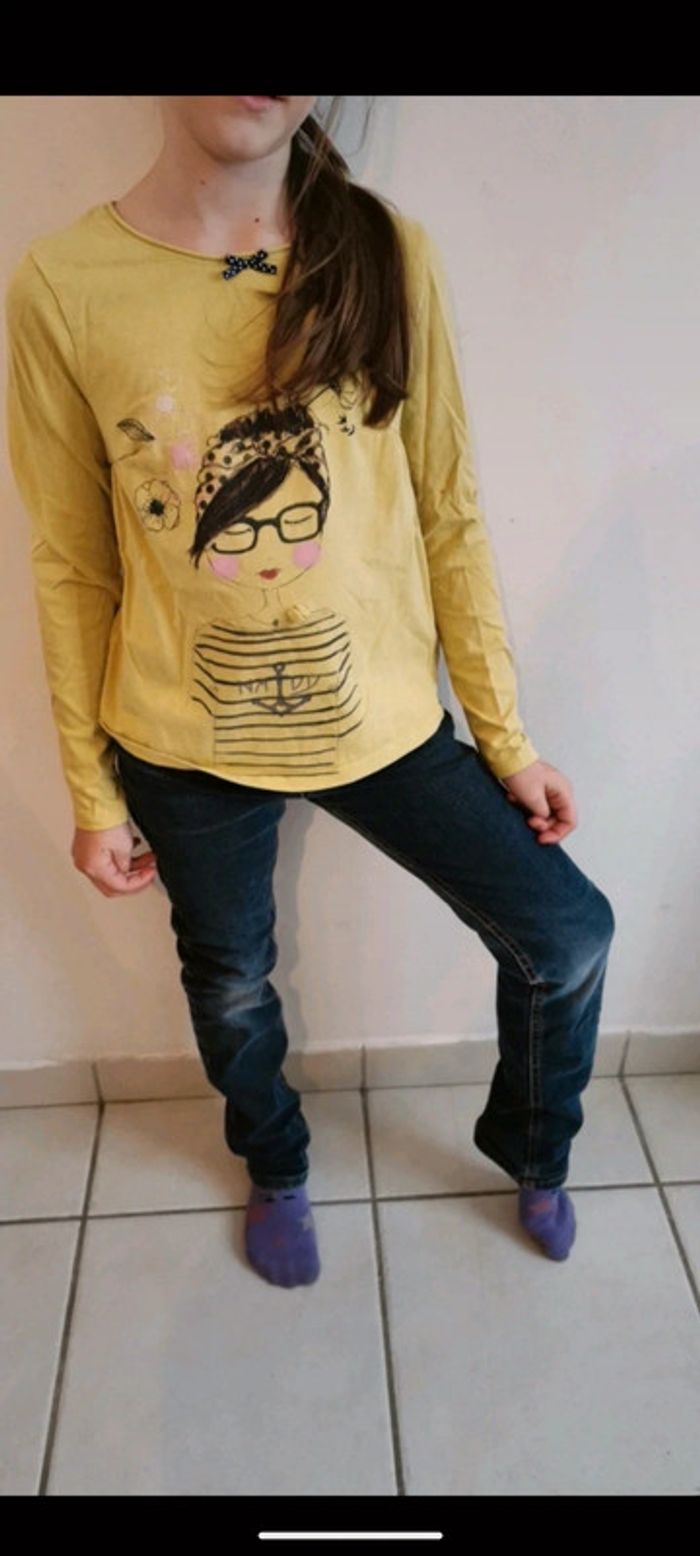 Tee short jaund manches longues 10 ans