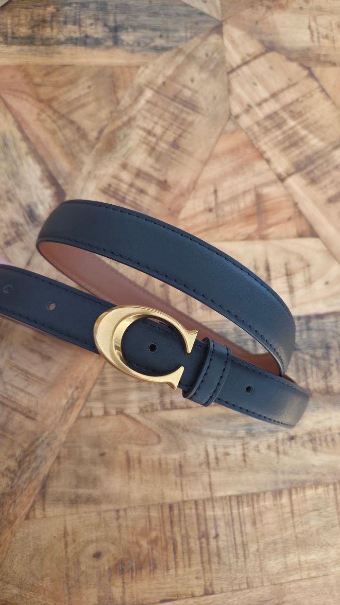 Ceinture Coach noir avec boucle C dorée Taille 100 - photo numéro 2