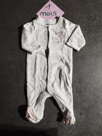 Pyjama léger blanc mini princesse 1 mois