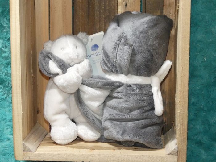 Doudou ours couverture poudre d'étoiles Noukie's gris beige 🐻 Neuf
