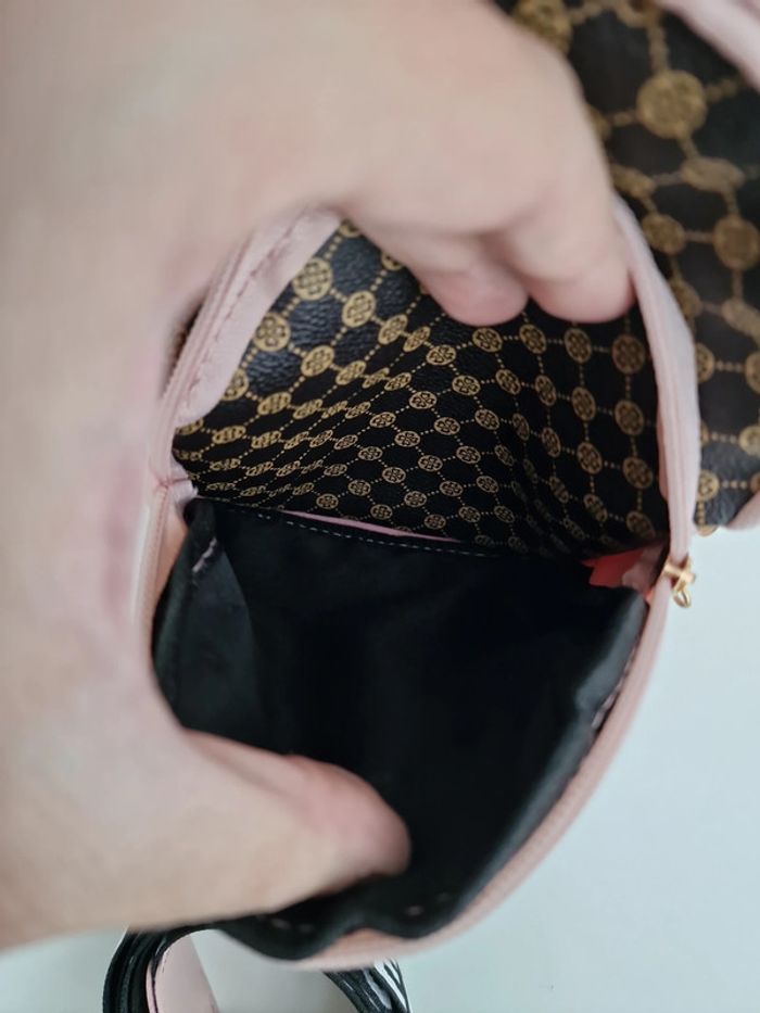 Sac Bandoulière Rose Marron Avec Bijou Sac Et Porte Monnaie - photo numéro 17
