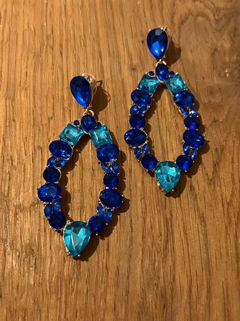 Boucles d’oreilles gros strass bleu