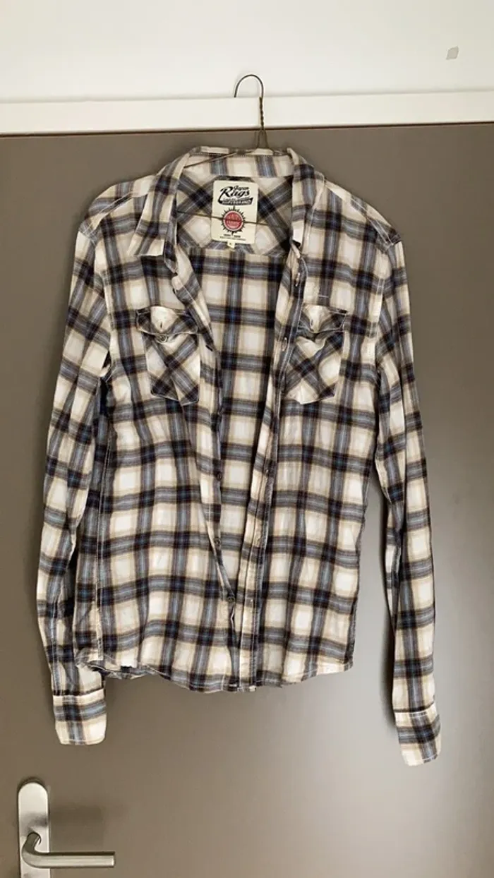 Chemise homme manches longues à L Japan Rags rayures et carreaux
