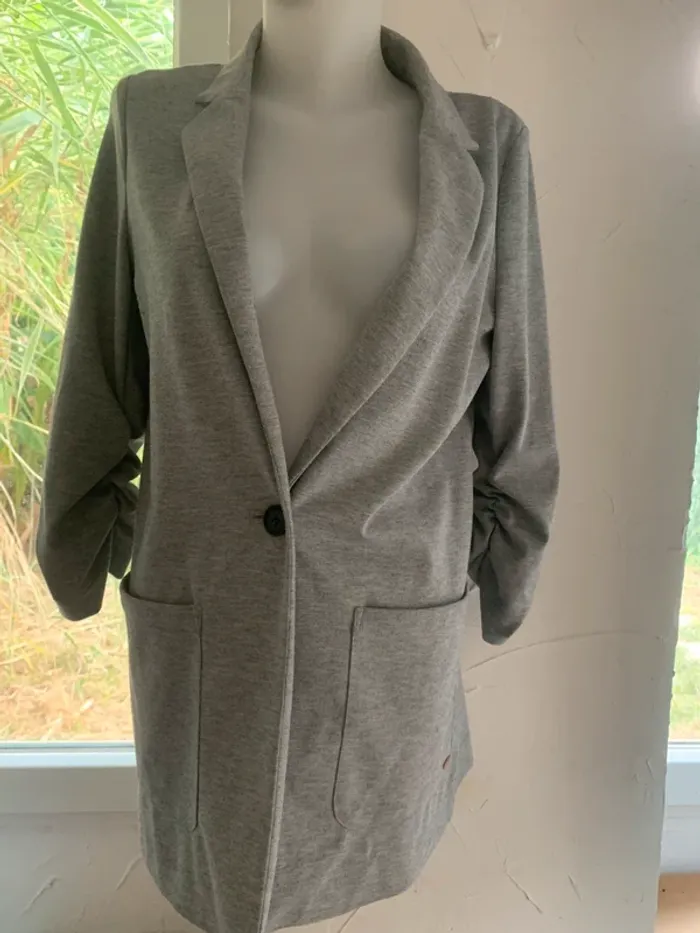 Veste Tom Taylor longue taille L grise - photo numéro 2