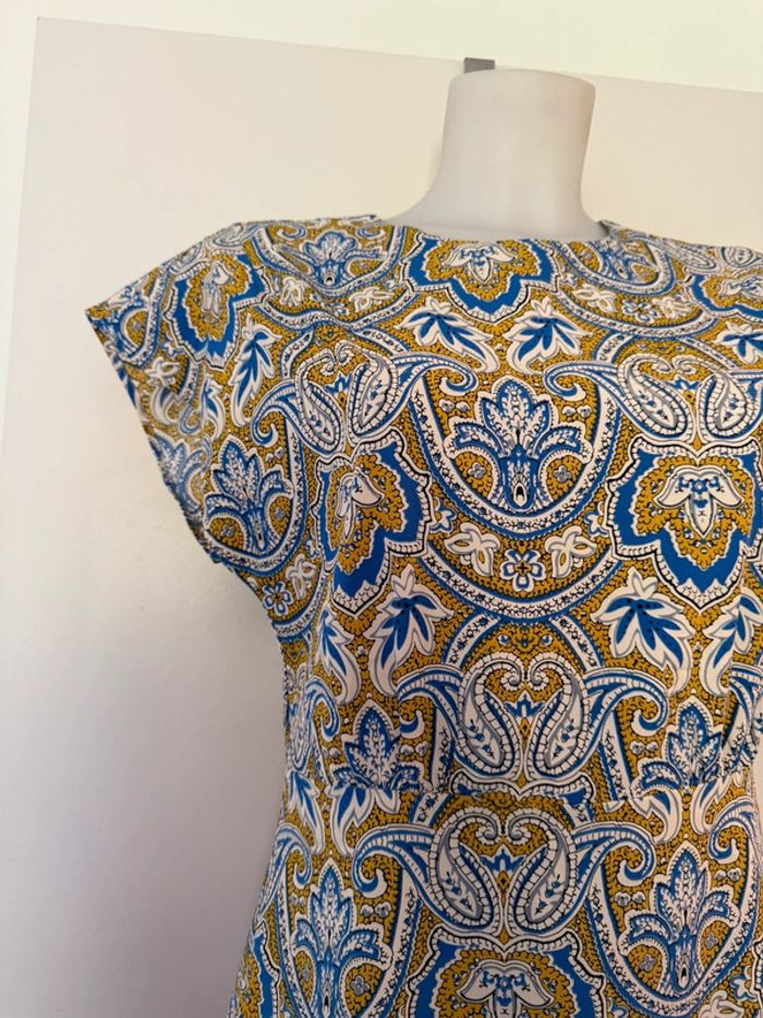 Robe courte mango bleue jaune et blanche - photo numéro 2