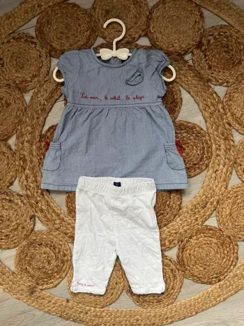 Ensemble fille robe + leggings terre de marin 9 m