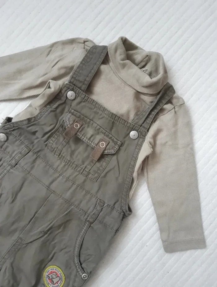 Tenue salopette et body col roulé 12 mois - photo numéro 2